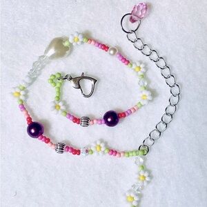 Bracelet Floral Crystal Pearl Drop Daisy Charm Bracelet Y2K Bohemian New